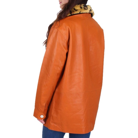 NWT JUICY COUTURE Leather Leopard Fur Coat Jacket - Picture 3 of 8